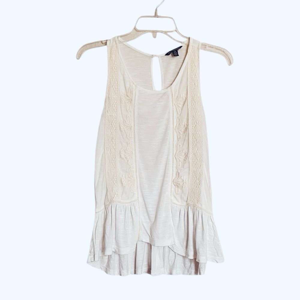 American Eagle Lace Overlay Peplum Tank Top